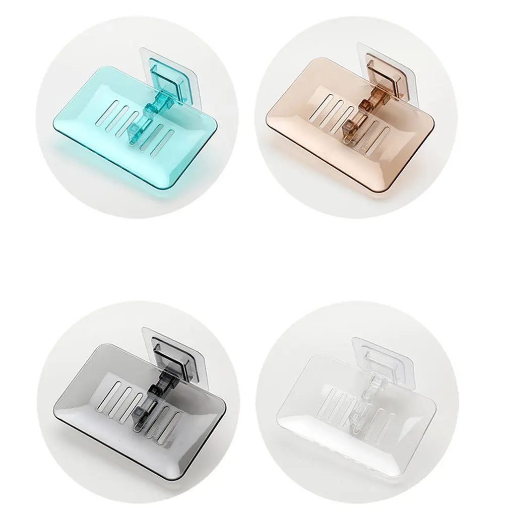 Creative Free Punch Paste Crystal Soap Box Bathroom Suction Wall Soap Rack Drain Soap Box Bathroom Soap Box