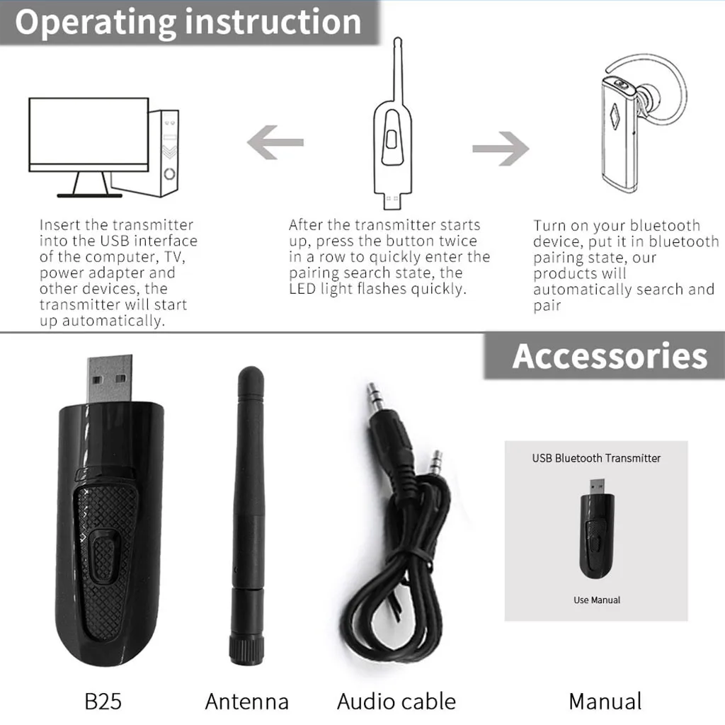 Низкая задержка USB Bluetooth аудио передатчик адаптер для ТВ ПК ноутбука PS4 переключатель