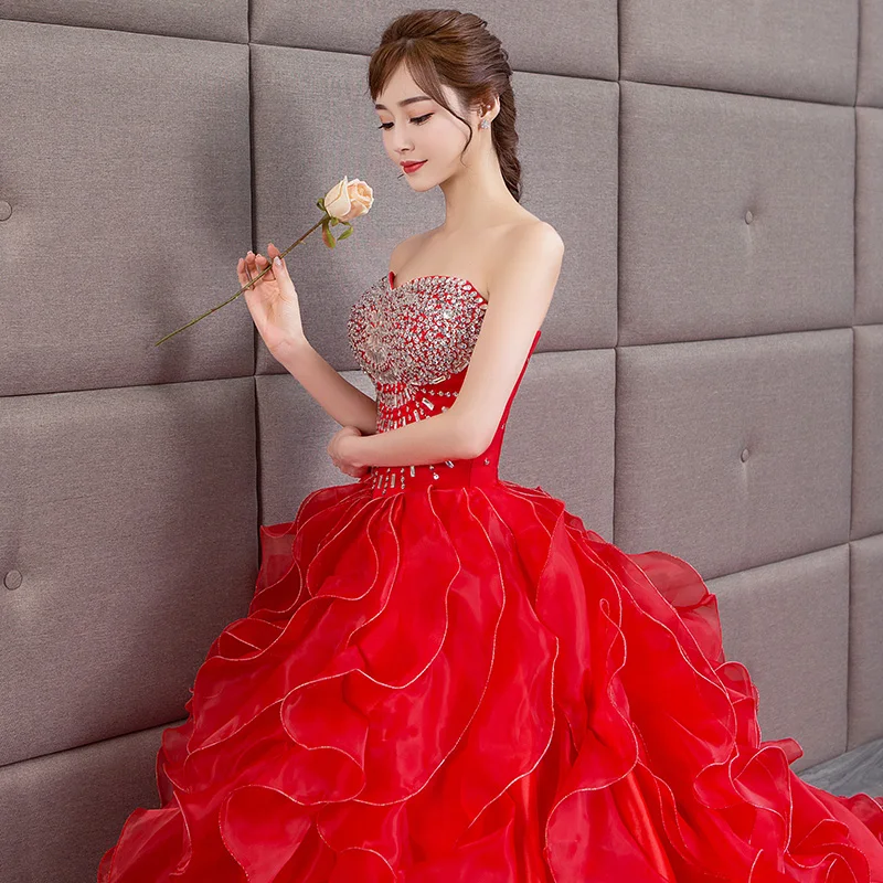 Red Wedding Dresses Strapless Lace Maternity Pregnant Backless Plus Size Wedding Gown Bridal Gowns Bride Dress Robe Mariee