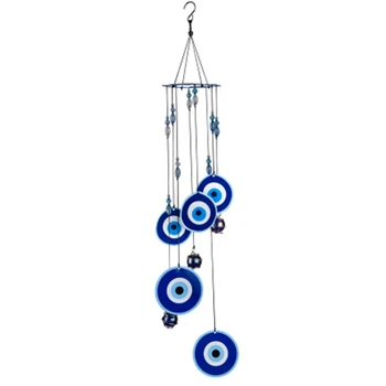 

Wind Chimes Blue Turkey Evil Eye Amulet Protection Wall Hanging Home Garden Decoration Blessing Gift Lucky Pendant