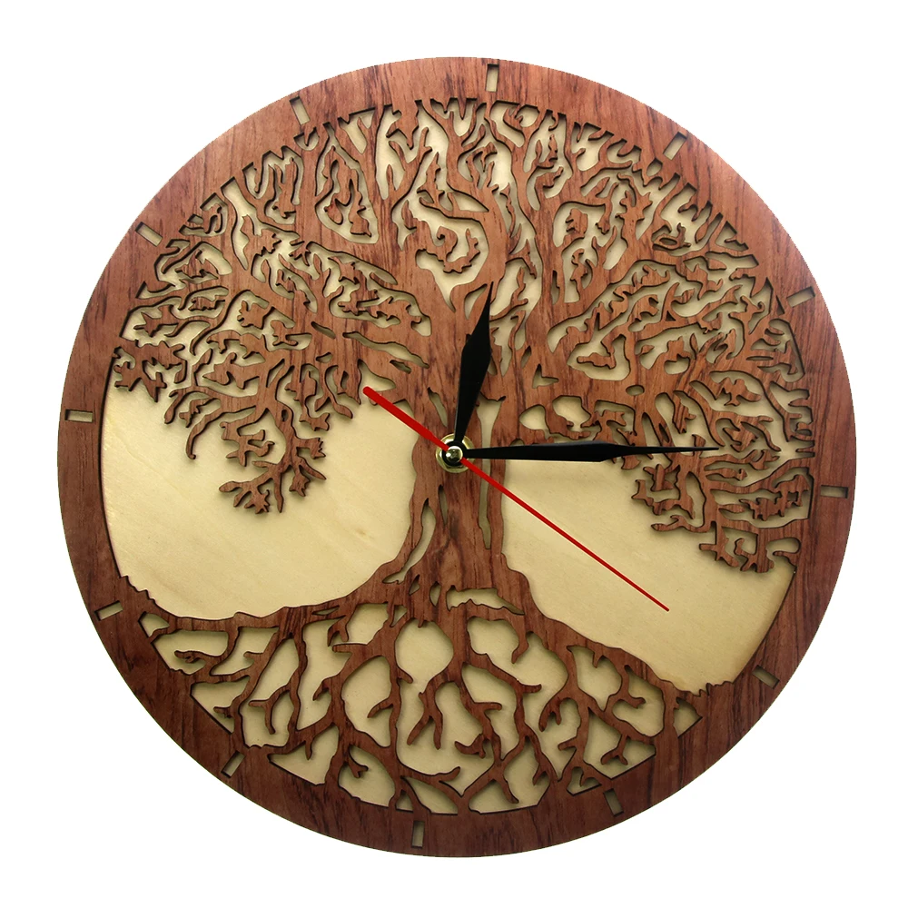 Yggdrasil Tree Of Life Wooden Wall Clock Sacred Geometry Magic Tree