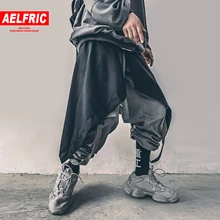 AELFRIC хип-хоп необычные мужские шаровары Харадзюку регулируемые уличные брюки-карго модные повседневные хлопковые брюки для бега