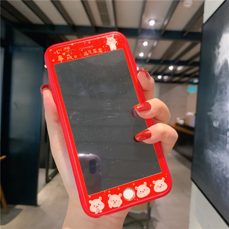 Для iPhone 11 pro Max чехол для телефона с мультяшным медведем+ пленка для экрана из закаленного стекла для iPhone X XS Max XR 7 8 6s Plus прозрачный чехол