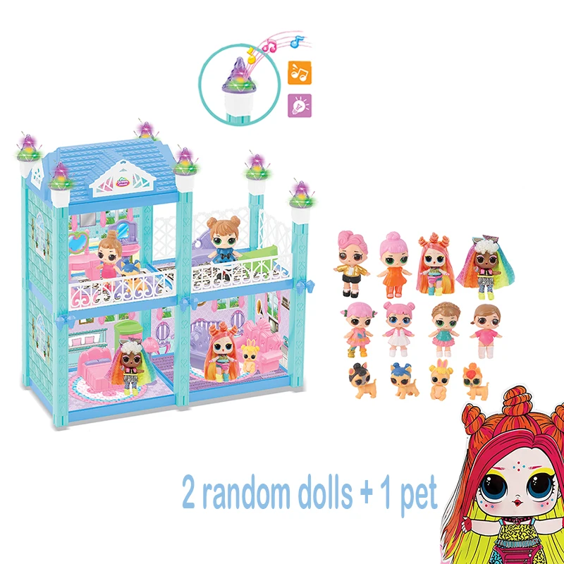 Original LOL Surprise Dolls DIY Play House Games Villa with 2 Random L.O.L SURPRISE Doll Toys for Girls Birthday Gifts 2S02
