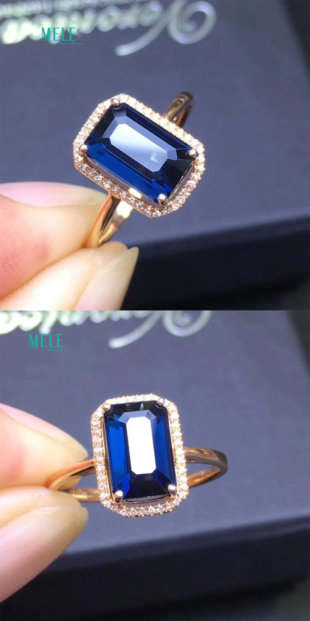 Натуральный Синий Турмалин 9*6 мм 3.5ct чистый синий 18 К кольцо соответствующие натуральный бриллиант