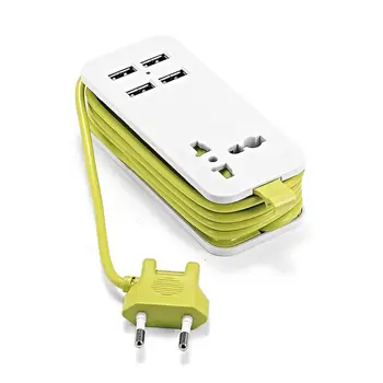 

USB Power Strip EU European Plug 1.5m Extension Socket Portable AC Power Strip Cable With 2 USB Output Smart Charger Wall