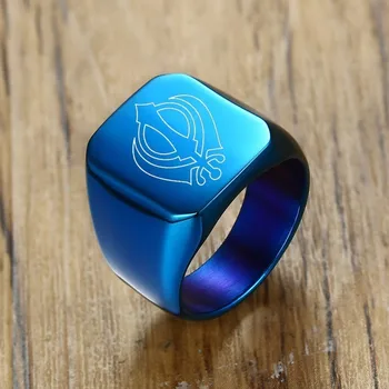 

Sikhs Emblem Khanda Ring Religious Sword Hindu Sikhism Deg Tegh Fateh Sword Personalized Men Jewelry