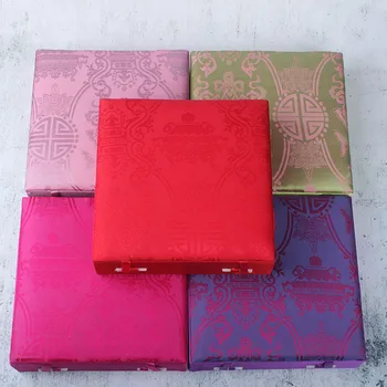 

Wholesale Chinese Handmade Vintage Brocade square Pisces Jewelry Boxes Gift Boxeses