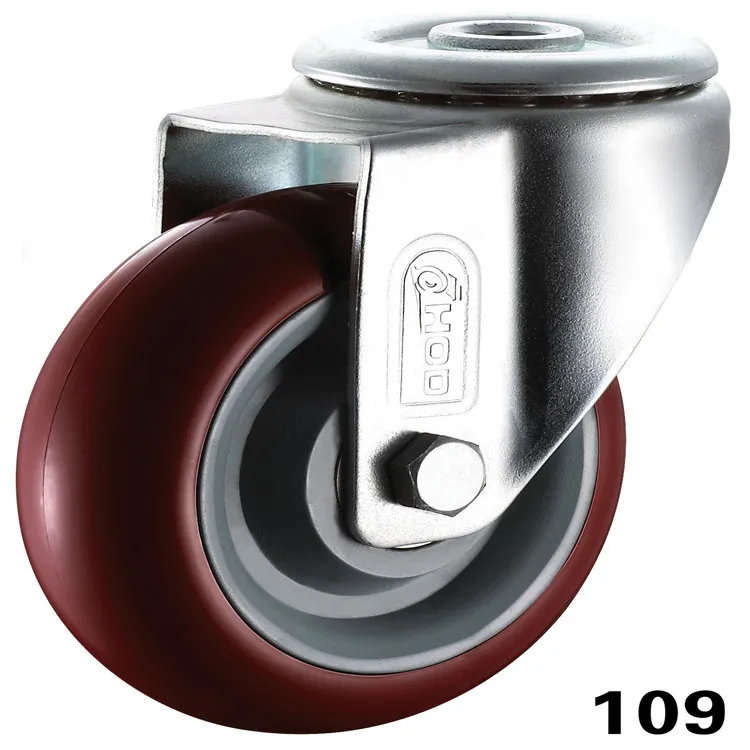 

Manufacturers Direct Selling Truckle 3-Inch 4-Inch 5-Inch Hole Top Universal Wheel Purplish Red Polyurethane Pu Logistics Indust