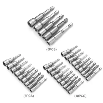 

5-13mm 5/9/18pcs Socket Adapter Hexagon Shank Set Electric Impact Driver Drill Connector Conversion Bar for Auto Maintenance