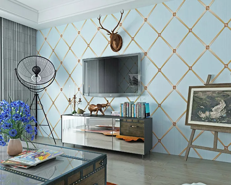 Light blue Современные 3D обои сетки шаблон для гостиной, спальни, ТВ фон украшения дома нетканые обои рулоны - Цвет: Light blue