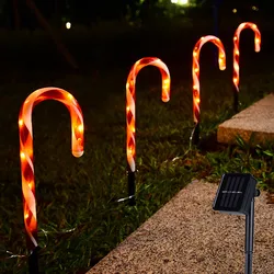 Solar Lamp Garden Light Christmas Decor Lawn Candy Cane Lights Solar Powered Garden Lights Home Led for Outdoor Garden Lighting