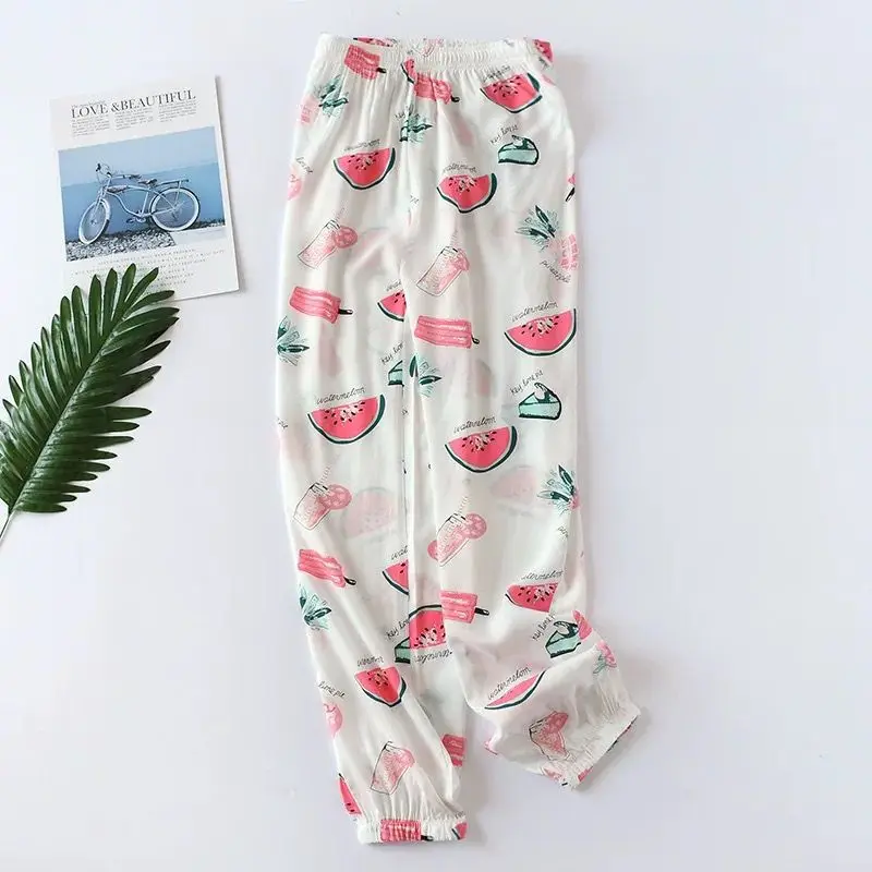 Sleep Bottom Women 100% Cotton Long Pant Home Pajamas Long Pants Big Size Casual Fashion Flower Sleepwear kPaCotAkoWka