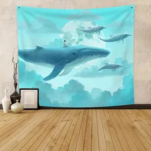 

Whale Oil Paintin Tapestry Wall Hanging Ocean Style Decorative Bedroom Wall Carpet Home Decor Polyester Living Room Tapestry