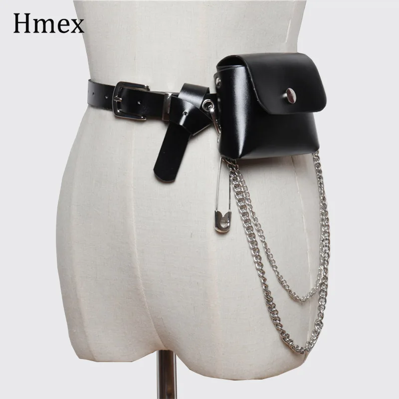 

New Women's Waist Bag Fashion Pu Leather Mini Fanny Pack Chain Belt for Women Female Chain Waist Belt Coin Purse Accessories