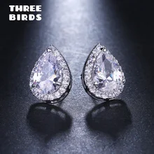 Трендовые серьги-гвоздики AAAAA из Кубического циркония с большой грушей, прозрачные серьги с кристаллами в форме капли для женщин, свадебные ювелирные изделия, подарки