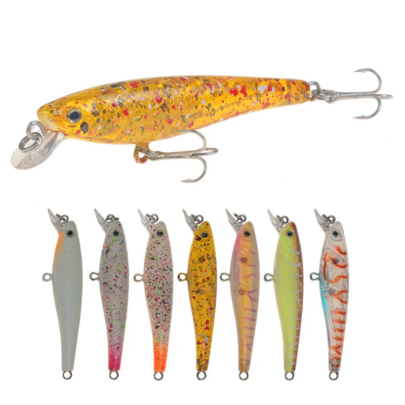 

Plastic Hard Bait 7Pcs 6.5cm/3.8g 3D Simulation Eyes Bionic Fake Fishing Bait 8#With Sharp Hook Lure Bait Ring Floating Beads