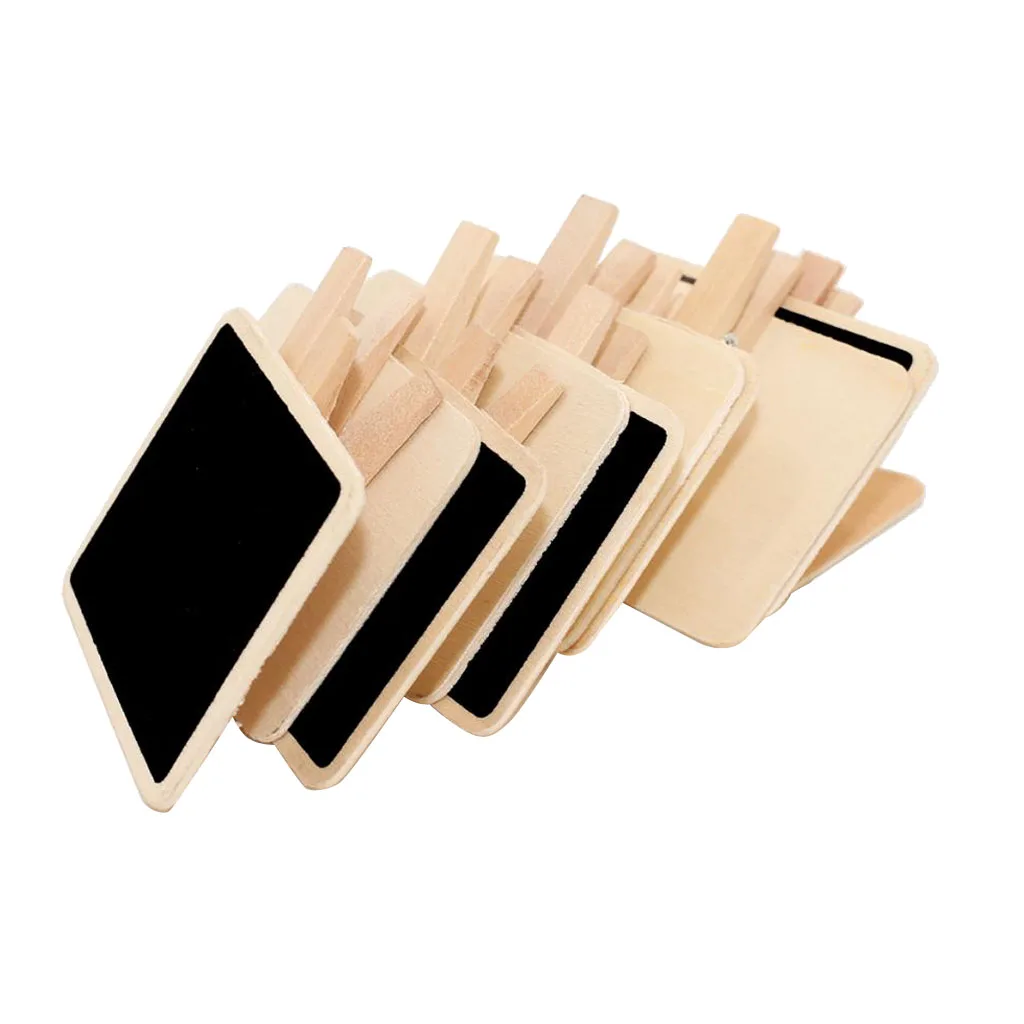 Mini Blackboard Clips - 10-Set Chalkboard Tag Signs, Wooden Message Board for Memo, Note Taking, Food Label, Party