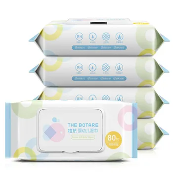 

2 PackS of Baby Wet Wipes Baby Hand Mouth Wet Wipes Practical Baby Cleaning Wet Tissues White (1 Pack for 80Pcs)