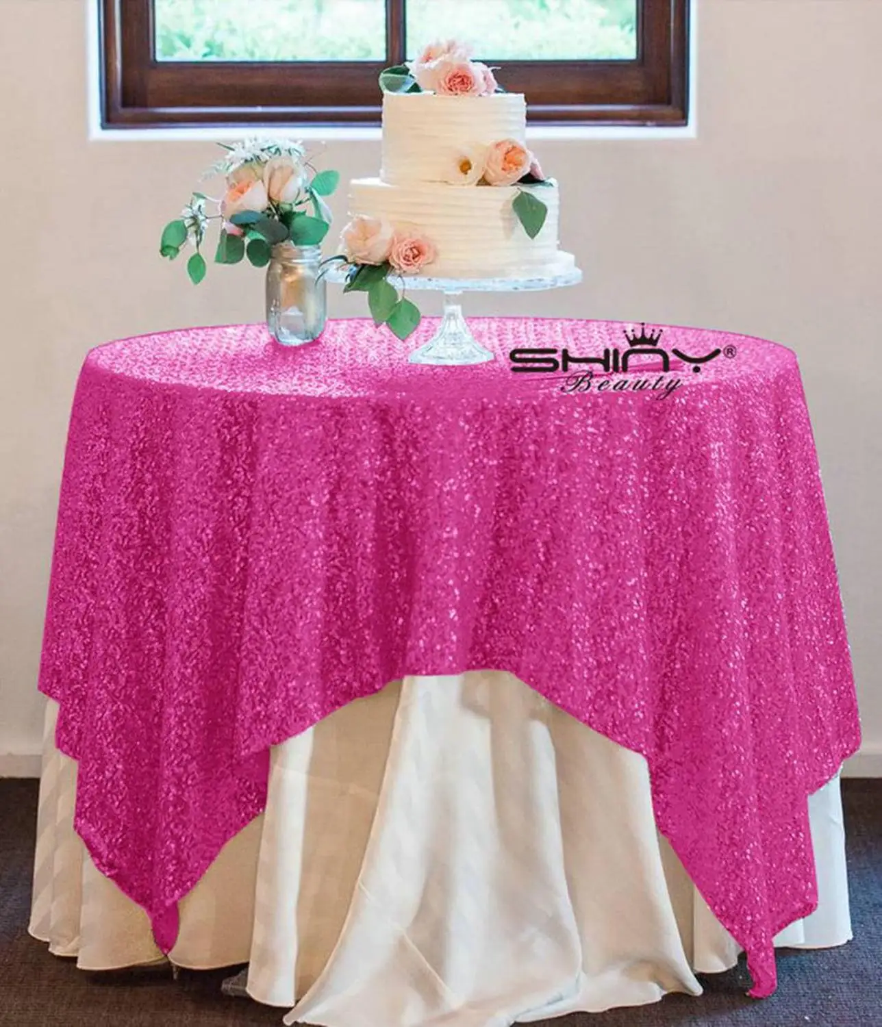72x108-дюймовая прямоугольная скатерть с блестками с розовыми блестками, крышка стола, пурпурные блестящие текстильные скатерти для прямоугольной Tables-M0928