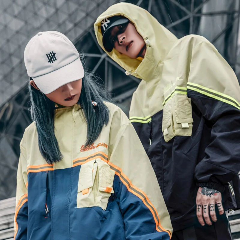 Мужская куртка с капюшоном в стиле хип хоп винтажная ветровка 2019|Куртки| |