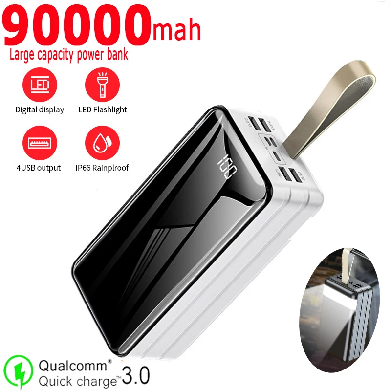90000mah внешний аккумулятор высокой емкости светодиодный цифровой дисплей внешняя батарея портативное