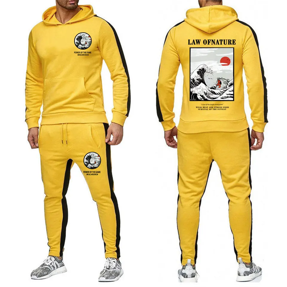 

Japanese Funny Cat Wave Printed Fleece Hoodies off white Men Sportswear Sets Japan Style Hip Hop Casual Sweatshirts Streetwear