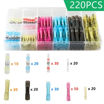 

220Pcs Set Heat Shrink Wire Connectors Solder Sleeves Waterproof Fast Butt Terminals Terminator Electrical Electrician SST