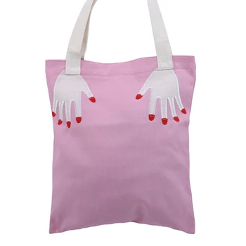 

2020 Autumn Winter New Hot Fashion Women Female Casual Cartoon Shopping Bags Shoulder Bags Soft Embroidery Finger Canvas Bag
