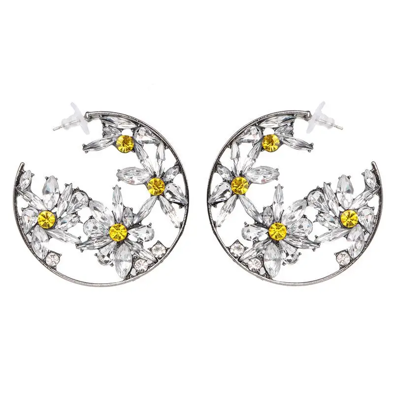 Rhodium Plated Модные Роскошные серьги для женщин и девочек, ювелирные изделия, женские серьги с кристаллами в форме C, подарки, Brincos Kolczyki Damskie Aretes Oorbellen - Окраска металла: Rhodium Plated