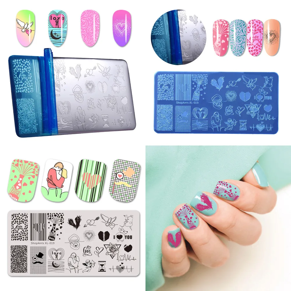 

SHOPANTS Valentine's Day unicorn Nail Stamping Plates Template Celebration Manicure Nail Art Image Plate gift for girls New 2020