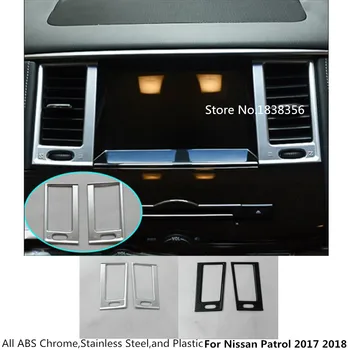 

For Nissan Patrol 2017 2018 2019 2020 Car ABS Chrome/Carbon Fiber Switch Vent Outlet Air Condition Panel Control Trim Frame