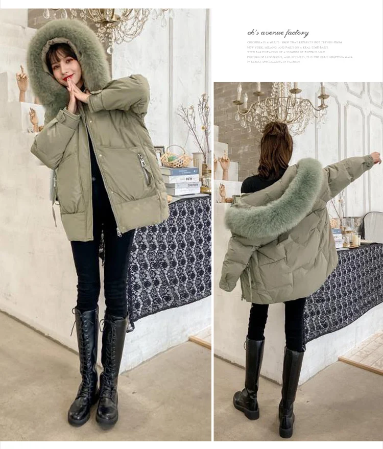 ULIYOU 2021 Women's Winter Jacket Casual Solid Parkas Female Fur Collar Winter Coat Women black puffer