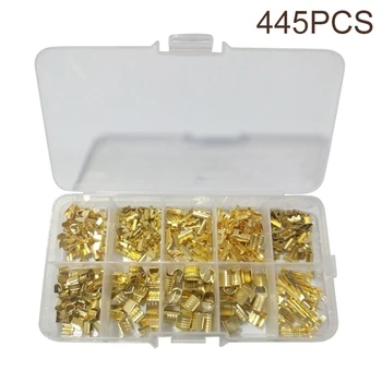 

445Pcs/set Golden Yellow U-shaped Copper Buckle Combination Cold Terminal Connection Fastener Buckle Kit
