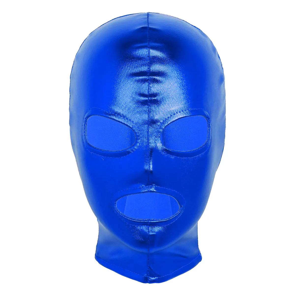 Unisex Men Women Cosplay Face Mask Latex Shiny Metallic Open Eyes and Mouth Headgear Full Eyewear Hood for Role Play Costumes