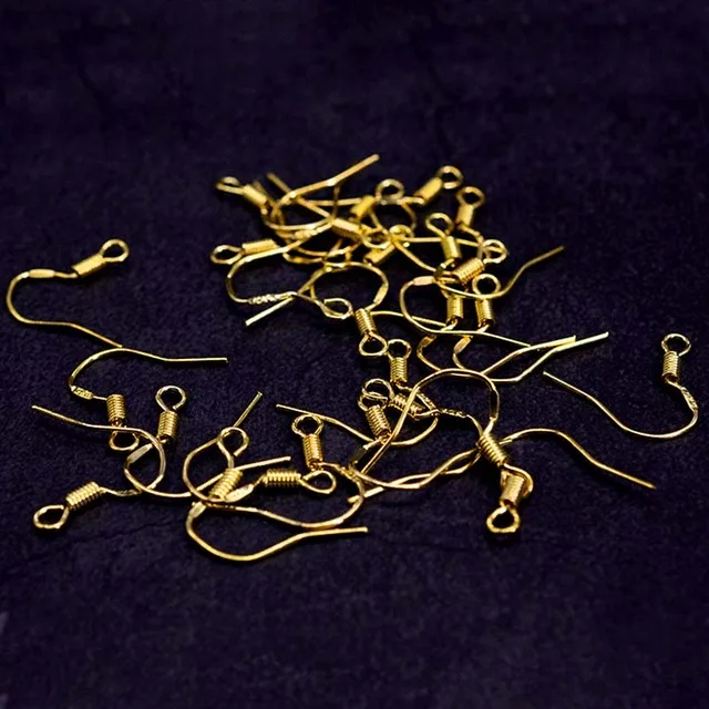 gold 100 шт./лот Carven 925 Серебряная медная проволока для ушей серьги крючок для ювелирных изделий DIY Изготовление сережек принадлежности аксессуары - Цвет: gold