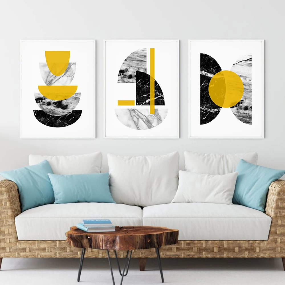 Abstract Geometry Poster Mustard Yellow Art Wall Art Canvas Painting Nordic Pictures Aesthetics Prints Living Room Home Decor