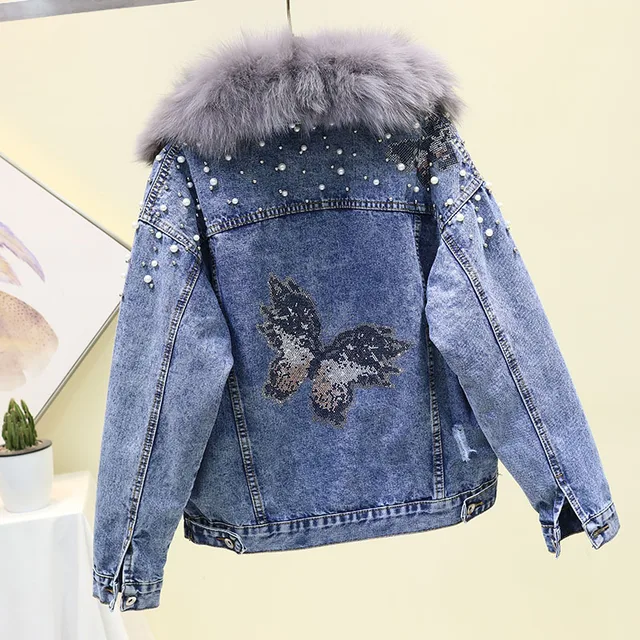 denim jacket with lambswool