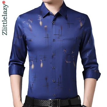 

2020 brand long sleeve men social shirt spring streetwear casual striped shirts dress mens slim regular fit clothes fashions 040