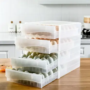 

30/60 Egg Holder Boxes Storage Box For Refrigerator Eggs Tray Case Container Kitchen Clear Food Egg Storage Box Cocina