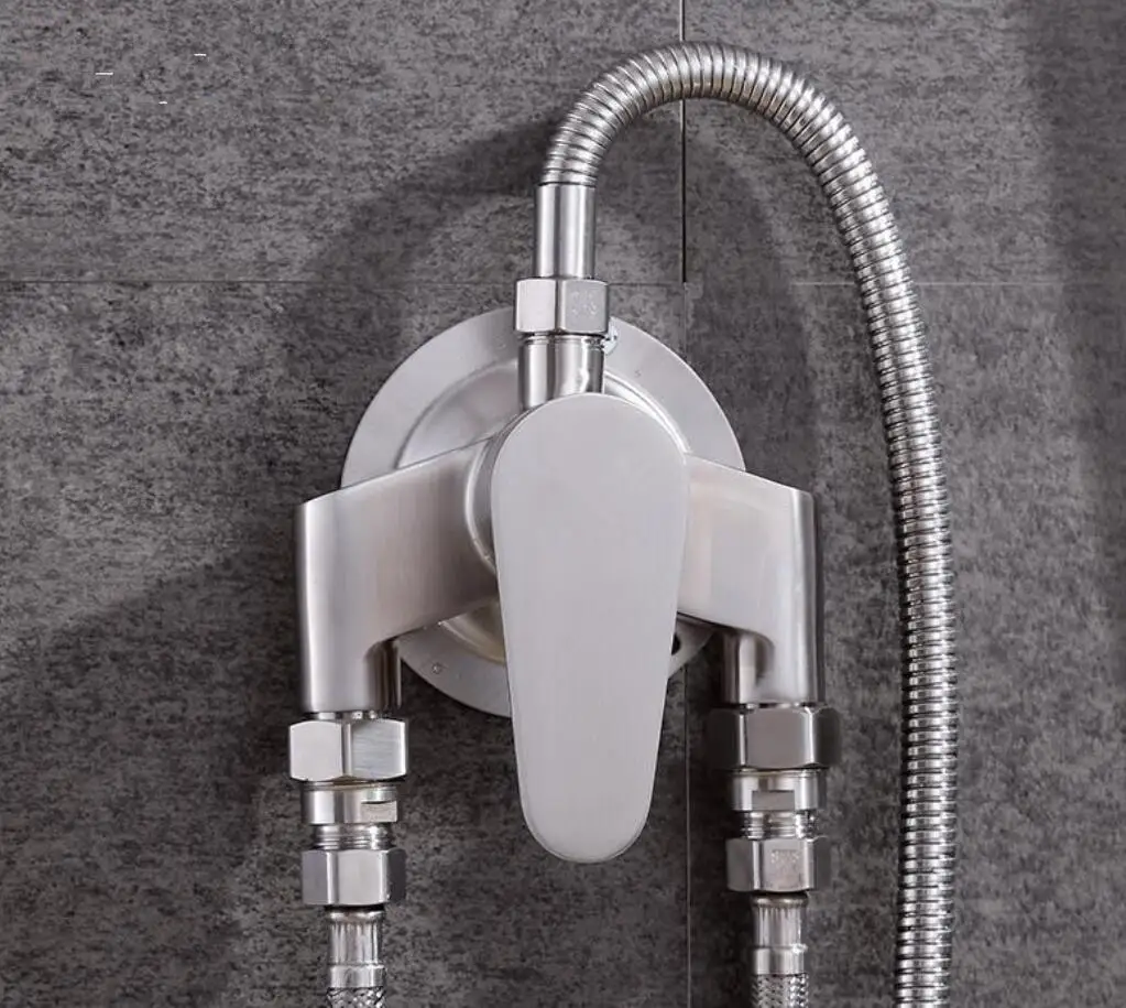 

304 Stainless Steel Surface Mounted Shower Faucet Sanitary Ware Cold Hot Water Mixing Valve Faucet Shower Set