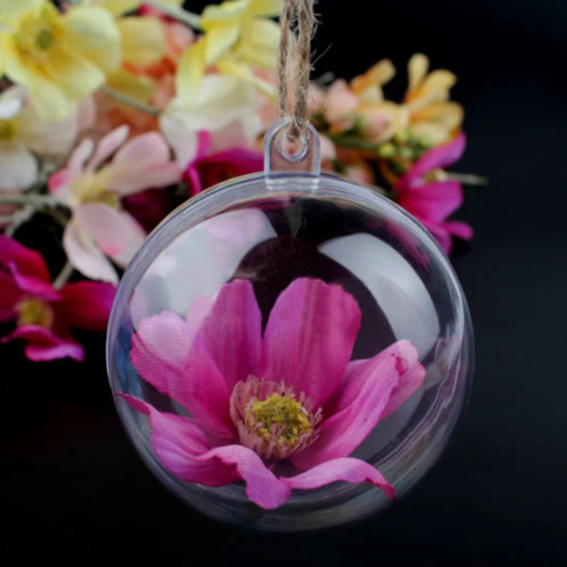 

50x Clear Fillable Ball Gift Plastic Baubles Christmas Tree Transparent/Ornament