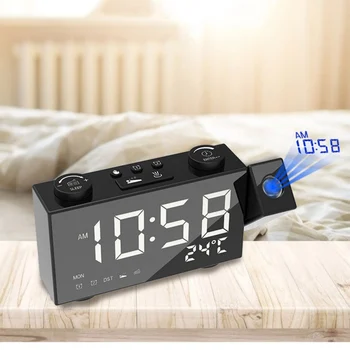 

1pcs USB Digital Alarm Clock Electronic Projection Clock Gentleman Simple Multifunction Alarm Clock