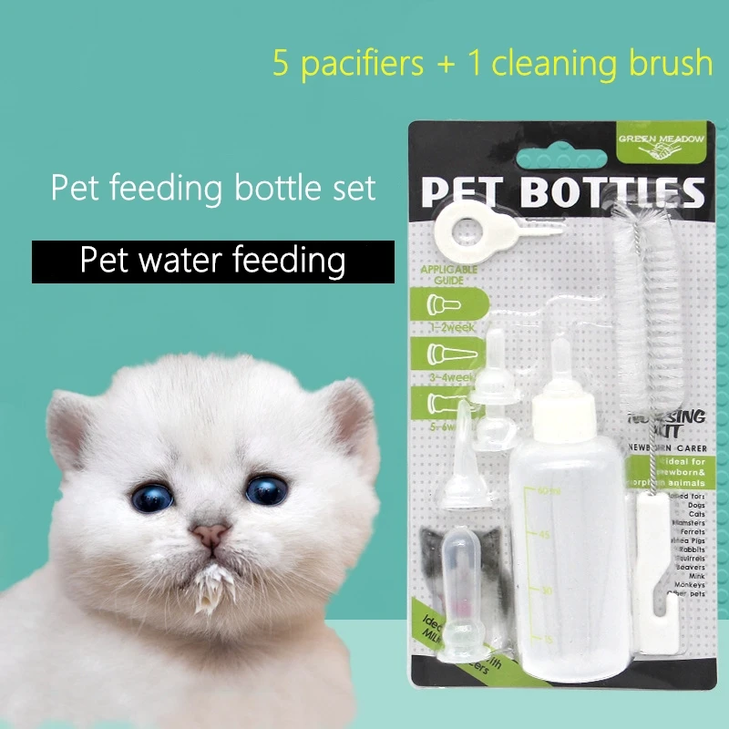 7 unids/set cachorro gatito conejo Chinchilla para alimentación de agua herramienta cepillo de limpieza cepillo de pezón perforadora perro botella para gatos