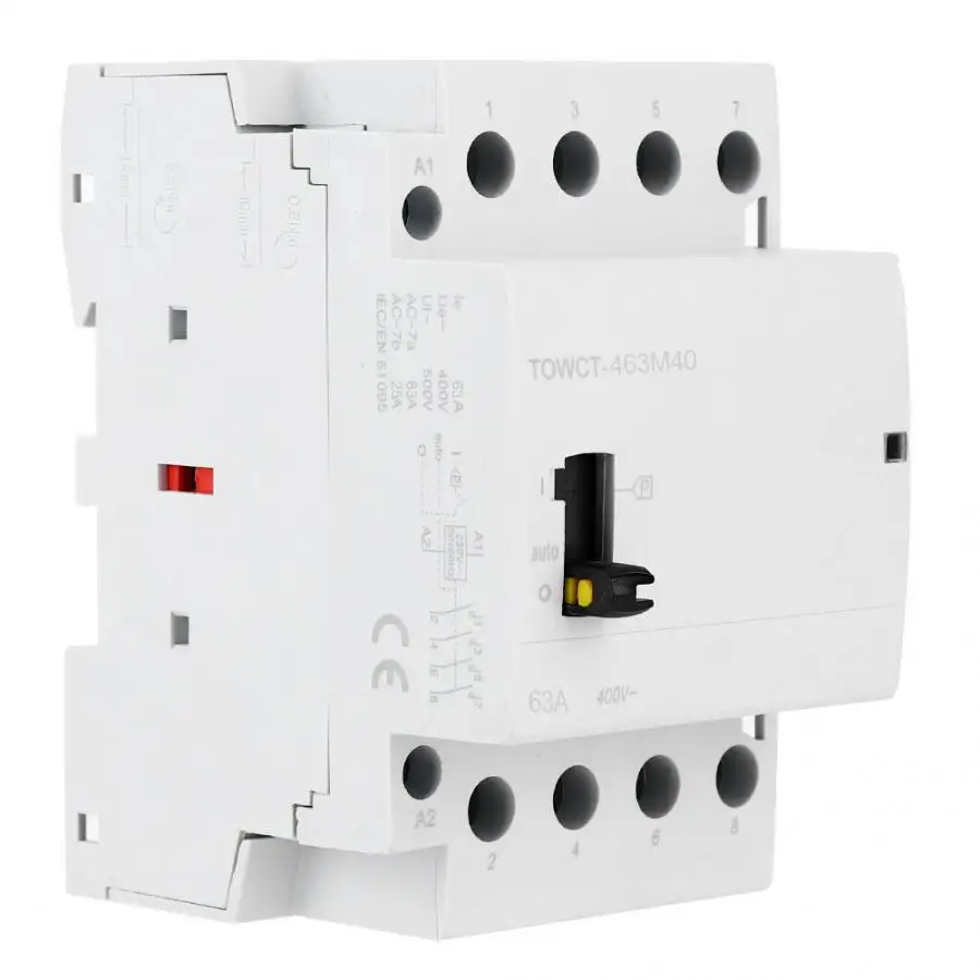 4P 63A 230/240V 50/60HZ AC контактор для дома с ручным переключением din-рейка 35 мм 4NO IP40