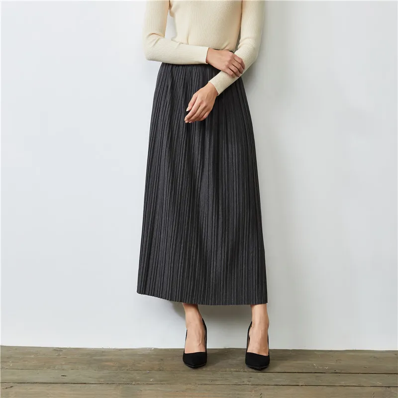 Новинка Летняя женская юбка черная женская повседневная юбка женская модная однотонная плиссированная юбка Универсальная Ткань