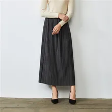 Новинка Летняя женская юбка черная женская повседневная юбка женская модная однотонная плиссированная юбка Универсальная Ткань