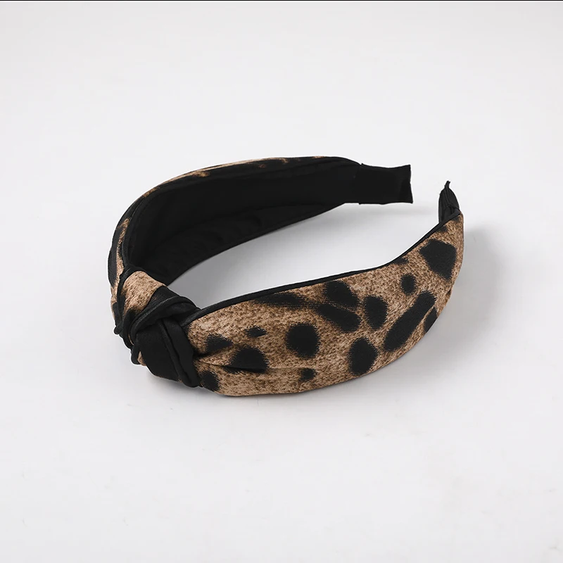 Леопардовый принт ободки для девочек узел посередине с широкими полями повязки на голову модные меховые повязки на голову женские аксессуары для волос