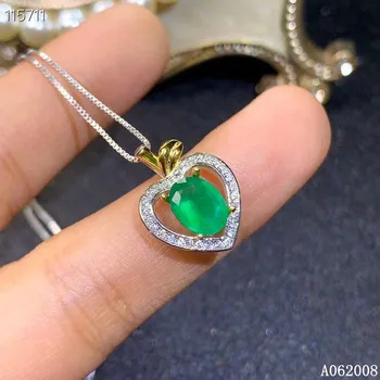 شراءKJJEAXCMY غرامة مجوهرات 925 الفضة النقية مطعمة الطبيعية الزمرد فتاة جديدة قلادة جميلة القلب قلادة أنيقة اختبار الدعم