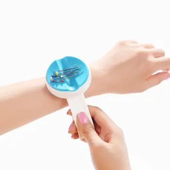 

Magnetic Wrist Wear Needle Box Plastic DIY Round Sewing Needle Case Pin Cushion Storage Box Weave Sewing Accessories